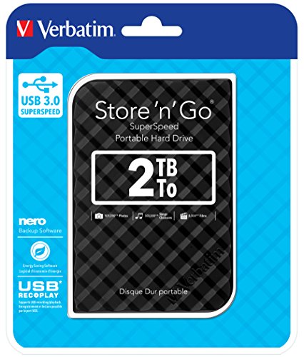 Verbatim Store 'n' Go Portable - Hard Drive - 2 TB - USB 3.0 BLACK Verbatim Store 'n' Go Portable - Hard Drive - 2 TB - USB 3.0 BLACK
